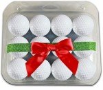 12 Plain Color Golf Balls in Christmas Ribbon