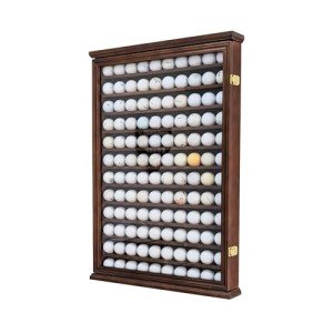 Vice Golf Balls Display Case - Lockable Walnut Cabinet