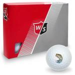 Largemouth Bass Fishing 7 Wilson Golf Balls 12 Pack, Regulation Size Full Color Premium Golf Balls