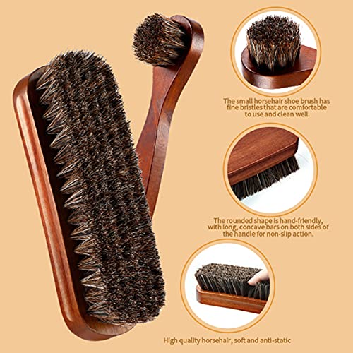 Horse Hair Boot Brush Set with Wooden Handles