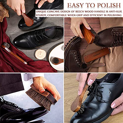 Horse Hair Boot Brush Set with Wooden Handles