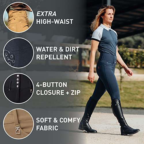 Blue High-Waist Full-Seat Riding Breeches