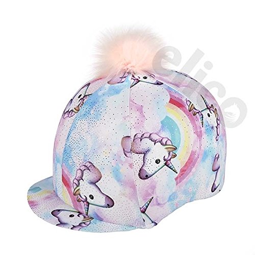 Pastel Unicorn Pom Pom Riding Hat Cover