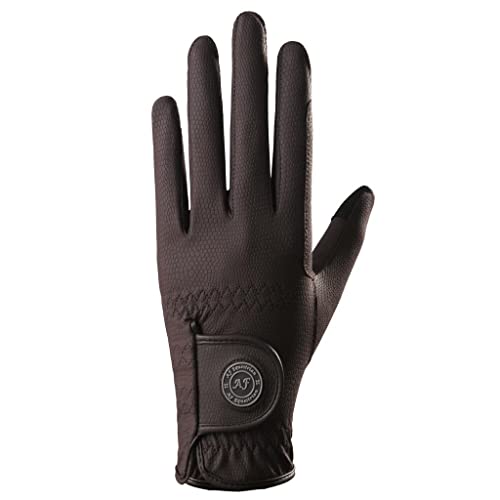 AF EQUESTRIAN Ladies Horse Riding Gloves Equestrian Premium Synthetic Leather Sui Sereno Ladies Gloves Snake Skin Design (Brown, Medium)