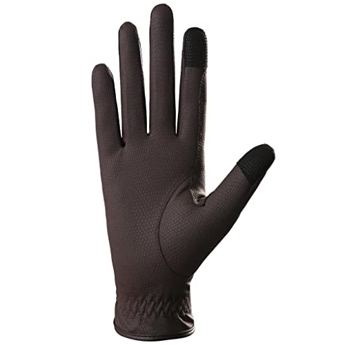 AF EQUESTRIAN Ladies Horse Riding Gloves Equestrian Premium Synthetic Leather Sui Sereno Ladies Gloves Snake Skin Design (Brown, Medium)