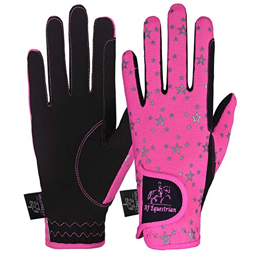 AFE Kids Horse Riding Gloves - Pink Star (Medium)