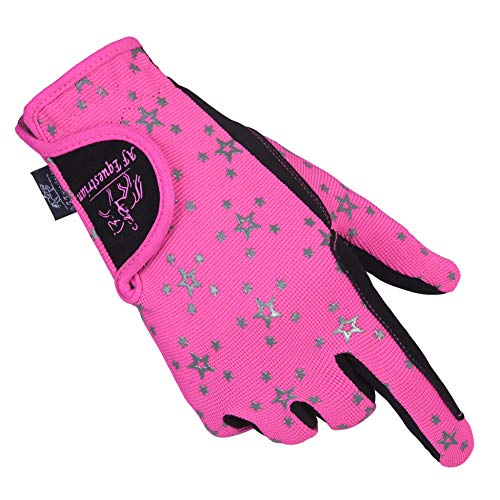 AFE Kids Horse Riding Gloves - Pink Star (Medium)