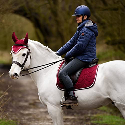 Equitack Numnah General Saddle Pads Cloth Matching Ears Fly Viel Set Burgundy Cob/Full