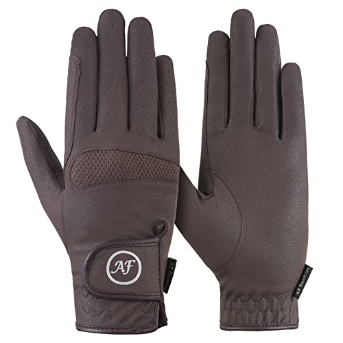 Breathable Brown Leather Equestrian Riding Gloves