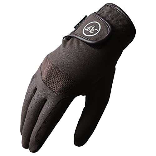 Breathable Brown Leather Equestrian Riding Gloves