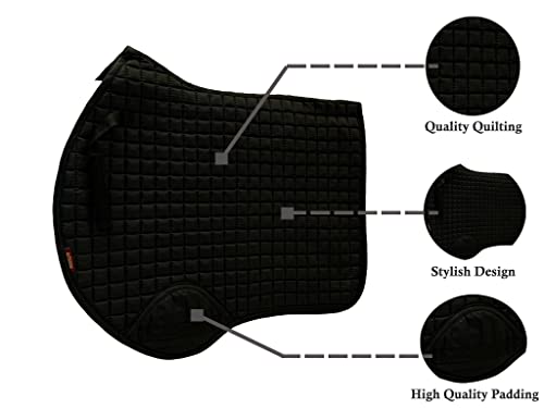 Autumnn Close Contact Saddle Pad Horse Riding GP Saddle Pad Equestrian (Full, Black)