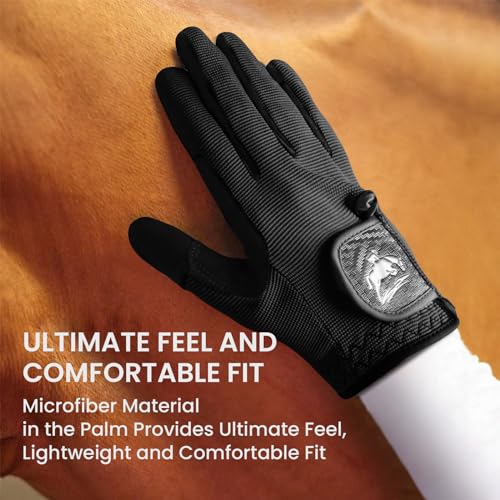 Black Horse Riding Gloves for Women and Girls