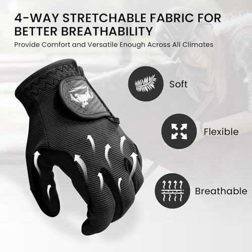 Black Horse Riding Gloves for Women and Girls