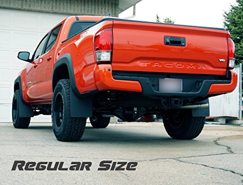 RokBlokz Mud Flaps for Toyota Tacoma - Fits 2016+ Model Years - Multiple Colors Available - Set of 4 - Includes Hardware and Detailed Instructions (Regular, Black with White Logo)
