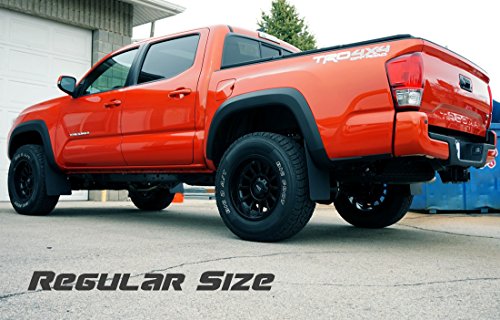 RokBlokz Mud Flaps for Toyota Tacoma - Fits 2016+ Model Years - Multiple Colors Available - Set of 4 - Includes Hardware and Detailed Instructions (Regular, Black with White Logo)