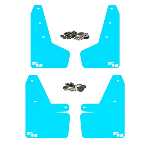 RokBlokz Mud Flaps for 2018 + Subaru Crosstrek - Multiple Colors Available - Mud Guards are Custom Cut and Fit - Includes All Mounting Hardware (Bright Blue with White Logo)