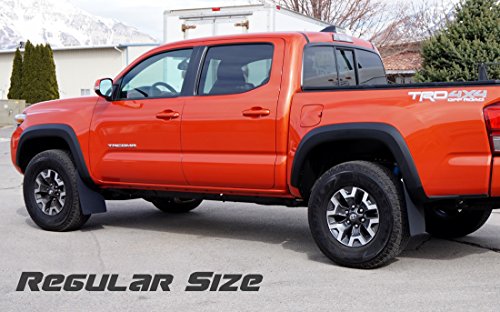RokBlokz Mud Flaps for Toyota Tacoma - Fits 2016+ Model Years - Multiple Colors Available - Set of 4 - Includes Hardware and Detailed Instructions (Regular, Black with White Logo)