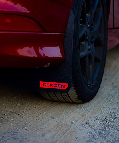 REK GEN Rally Mud Flaps Compatible w/Ford Focus 11+ (Red Logo)