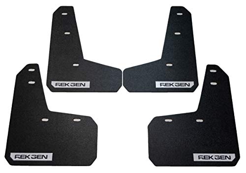 REK GEN Rally Mud Flaps Compatible w/Ford Focus 11+ (White Logo)