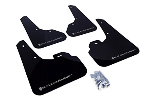 Rally Armor MF17-UR-BLK/SIL Black, Silver Mud Flap with Logo (2010+ Mazda3/Speed3 UR), 1 Pack