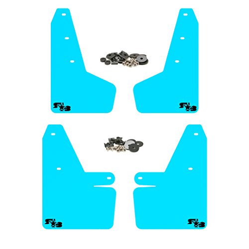 RokBlokz Mud Flaps for 2018 + Subaru Crosstrek - Multiple Colors Available - Mud Guards are Custom Cut and Fit - Includes All Mounting Hardware (Bright Blue with Black Logo)