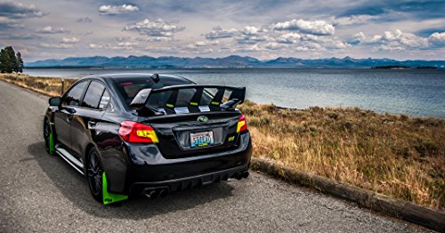RokBlokz Mud Flaps for 2015-2021 Subaru WRX STI - Multiple Colors Available - Includes All Mounting Hardware (Black with White Logo, Short)