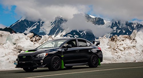 RokBlokz Mud Flaps for 2015-2021 Subaru WRX STI - Multiple Colors Available - Includes All Mounting Hardware (Black with White Logo, Short)