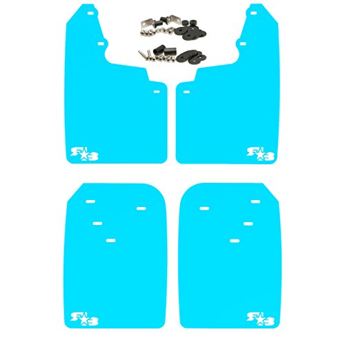 RokBlokz Mud Flaps for Toyota Tacoma - Fits 2016+ Model Years - Multiple Colors Available - Set of 4 - Includes Hardware and Detailed Instructions (Extra Large, Bright Blue with White Logo)
