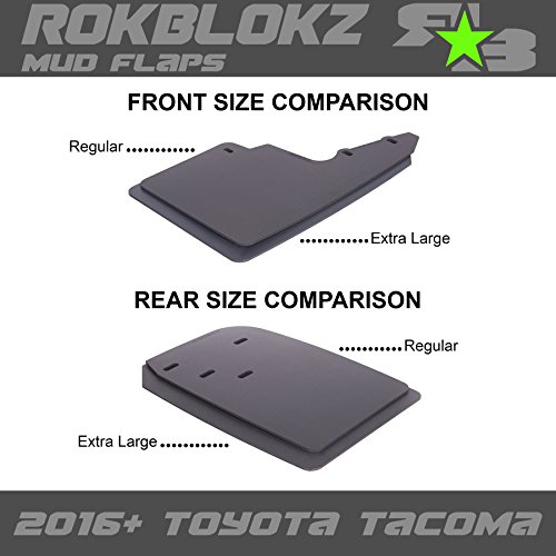 RokBlokz Mud Flaps for Toyota Tacoma - Fits 2016+ Model Years - Multiple Colors Available - Set of 4 - Includes Hardware and Detailed Instructions (Extra Large, Bright Blue with White Logo)