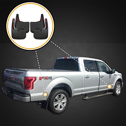 Red Hound Auto Premium Heavy Duty Molded 2015-2020 Compatible with Ford F-150 Mud Flaps Guards Splash Front Rear 4pc Set (with OEM Fender Flares/Trim)