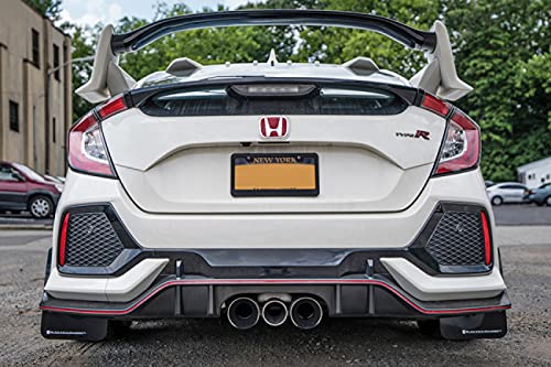 Rally Armor UR Black Mud Flap w/White Logo for 2017-18 Honda Civic Type R