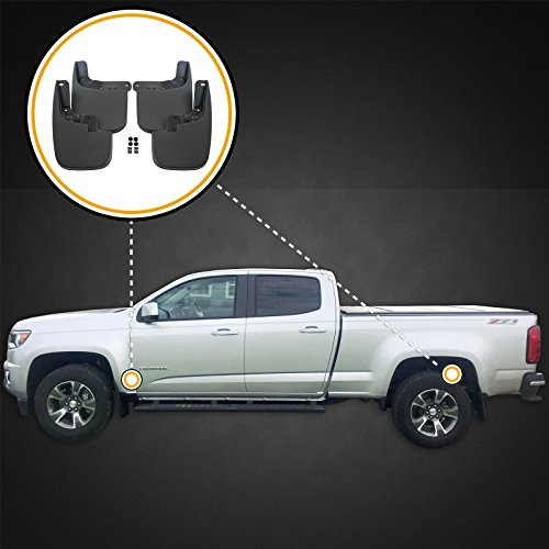 Red Hound Auto Heavy Duty Molded Mud Flaps Compatible with Chevrolet GMC Colorado Canyon 2015-2020 (w/o Flares/Cladding) Front Rear 4 Piece Set Guards Splash