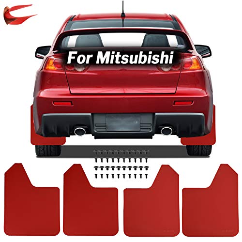 XUKEY Red Racing Mud Flaps for Mitsubishi Lancer Evolution EVO X 4 5 6 7 8 9 Outlander Sport Pajero Montero Triton Splash Guards W/Clips