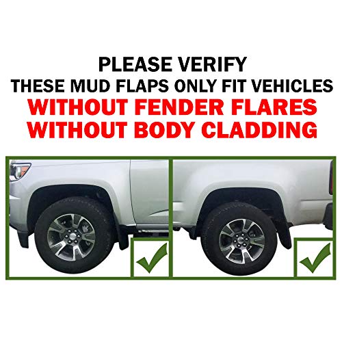 Red Hound Auto Heavy Duty Molded Mud Flaps Compatible with Chevrolet GMC Colorado Canyon 2015-2020 (w/o Flares/Cladding) Front Rear 4 Piece Set Guards Splash