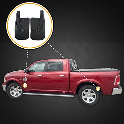 Red Hound Auto Premium Mud Flaps Splash Guards Compatible with Dodge Ram (1500 2009-2018, 1500 Classic 2019, 2500 3500 2010-2018) Molded Front & Rear 4 Piece Set (for Trucks with OEM Fender Flares)
