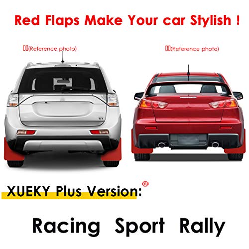 XUKEY Red Racing Mud Flaps for Mitsubishi Lancer Evolution EVO X 4 5 6 7 8 9 Outlander Sport Pajero Montero Triton Splash Guards W/Clips