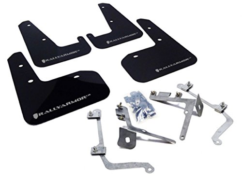 Rally Armor MF19-UR-BLK/SIL Black, Silver Mud Flap with Logo (11+ STI/WRX Sedan Only UR), 1 Pack