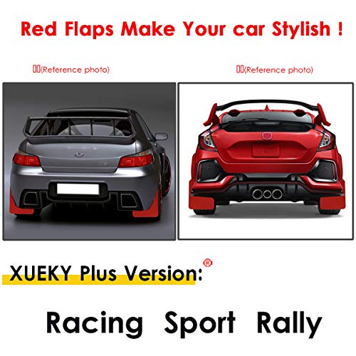 XUKEY 2Pcs Universal Red Racing/Sport Mud Flaps Car Pickup SUV Van Truck Mudflaps Splash Guards Mudguards Dirty Traps Fender Flares