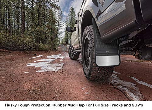 Husky Liners Universal MudDog Mud Flaps | Rubber Rear Mud Flaps - 12" w/o Weight - Black | 55100