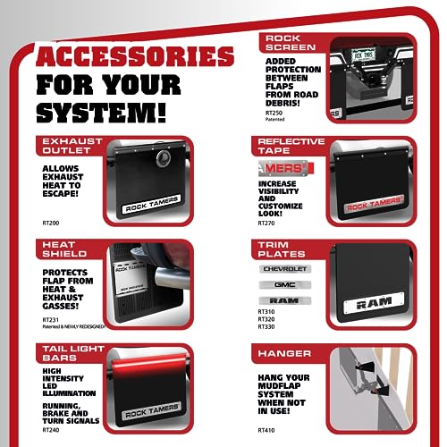 Rock Tamers Mudflap System 00110 2.5" Hub with Matte Black Stainless Steel Trim Plates