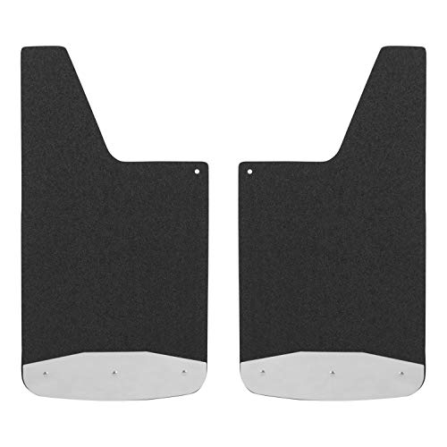 LUVERNE 251223 Universal Front or Rear 12-Inch x 23-Inch Textured Rubber Mud Guards with Stainless Steel Plates , Black