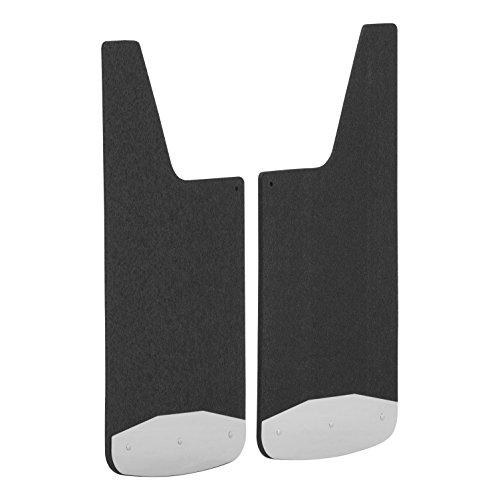 LUVERNE 251223 Universal Front or Rear 12-Inch x 23-Inch Textured Rubber Mud Guards with Stainless Steel Plates , Black