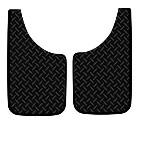 Plasticolor 000518R01 Black Diamond Plate Style Easy Fit Mud Guard -19 X 11 inch -Set of 2