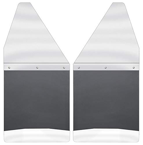Husky Liners Mud Flaps | Kick Back Mud Flaps 12" Wide - Stainless Steel Top and Weight - Stainless Steel | 17097 | Fits Chevrolet Silverado, Ford F-150, Dodge Ram, Toyota Tocoma/Tundra 2 Pcs