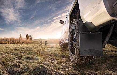 Husky Liners Mud Flaps | Kick Back Mud Flaps 12" Wide - Stainless Steel Top and Weight - Stainless Steel | 17097 | Fits Chevrolet Silverado, Ford F-150, Dodge Ram, Toyota Tocoma/Tundra 2 Pcs