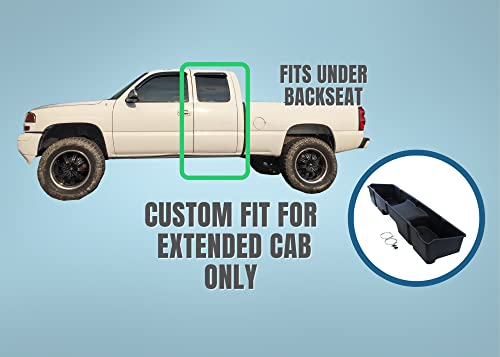 RHA Under Seat Storage 1999-2006 Extended Cab Fits Chevrolet Silverado/GMC Sierra 1500/2500/3500 Upgraded Rear Underseat Box Black Organizer System Fits Extended Cab Only