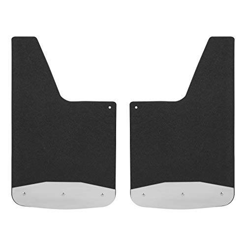 LUVERNE 251220 Universal Front or Rear 12-Inch x 20-Inch Textured Rubber Mud Guards with Stainless Steel Plates , Black