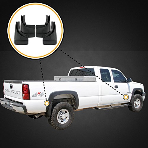 Red Hound Auto Heavy Duty Molded Mud Flaps Compatible with Chevrolet GMC Silverado Sierra 1999-2007 (fits Vehicles with OEM Flares Only) Front and Rear 4 Piece Set