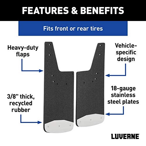 LUVERNE 251660 Front or Rear 12-Inch x 20-Inch Textured Rubber Mud Guards, Select Nissan Titan, XD , Black