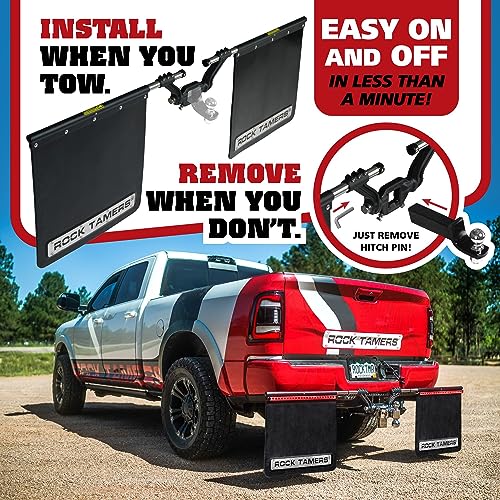 Rock Tamers Mudflap System 00108 2" Hub with Matte Black Stainless Steel Trim Plates